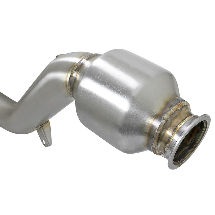 aFe Power Twisted Steel Down Pipe 3 IN 304 Stainless Steel Infiniti Q50/Q60 16-20 V6-3.0L (tt)