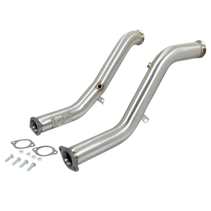 aFe Power Twisted Steel Down Pipe 3 IN 304 Stainless Steel Infiniti Q50/Q60 16-20 V6-3.0L (tt)