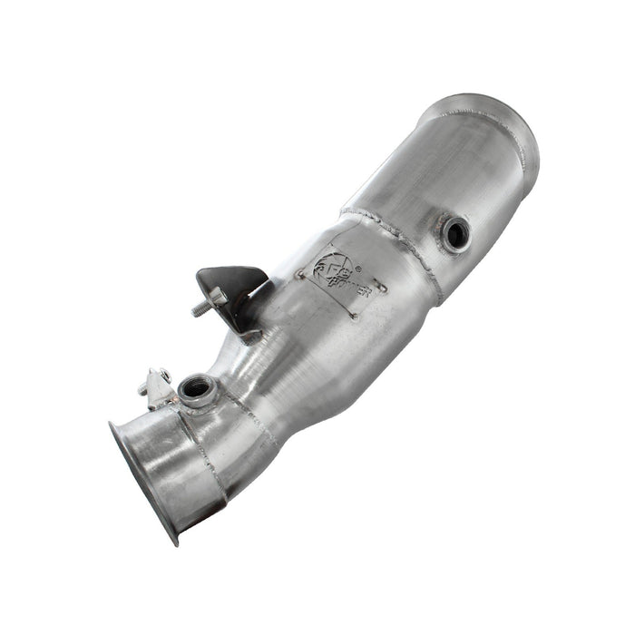 aFe Power Twisted Steel Down Pipe 4 IN 304 Stainless Steel w/ Cat BMW 335i (F30) 12-13 L6-3.0L (t) N55