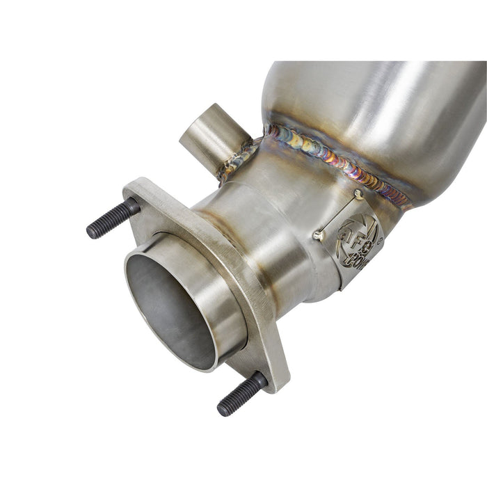 aFe Power Twisted Steel Down Pipe 3 IN 304 Stainless Steel BMW M3/M4 (F80/82/83) 15-20 L6-3.0L (tt) S55