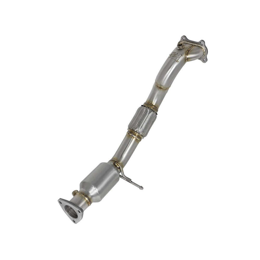 aFe Power Twisted Steel Down Pipe 2-3/4 to 2-1/2 IN 304 Stainless Steel w/ Cat Honda Civic Si 12-15 L4-2.4L