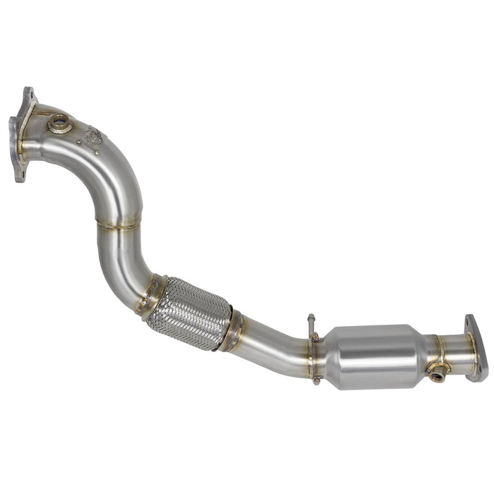 aFe Power Twisted Steel Down Pipe 2-3/4 to 2-1/2 IN 304 Stainless Steel w/ Cat Honda Civic Si 12-15 L4-2.4L
