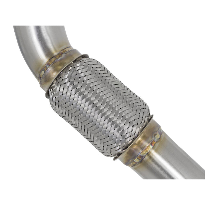 aFe Power Twisted Steel Down Pipe 2-3/4 to 2-1/2 IN 304 Stainless Steel w/ Cat Honda Civic Si 12-15 L4-2.4L