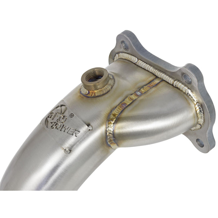 aFe Power Twisted Steel Down Pipe 2-3/4 to 2-1/2 IN 304 Stainless Steel w/ Cat Honda Civic Si 12-15 L4-2.4L