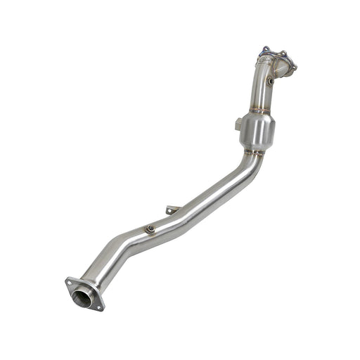 aFe Power Twisted Steel Down Pipe 2-1/2 to 3 IN 304 Stainless Steel w/ Cat Subaru WRX STi 15-20 H4-2.5L (t)