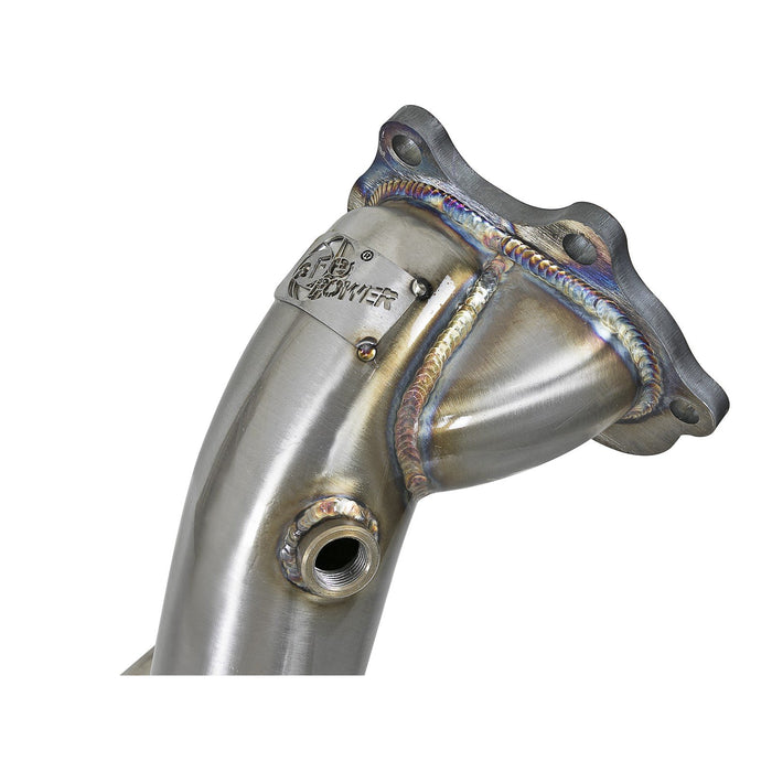 aFe Power Twisted Steel Down Pipe 2-1/2 to 3 IN 304 Stainless Steel w/ Cat Subaru WRX STi 15-20 H4-2.5L (t)
