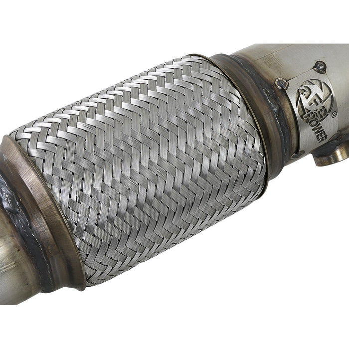 aFe Power Twisted Steel Down Pipe 3 IN 304 Stainless Steel w/ Cat Hyundai Veloster 19-20 L4-1.6L (t)