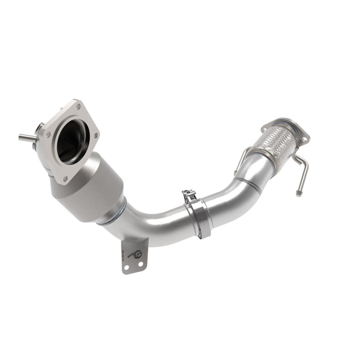 aFe Power Twisted Steel Down Pipe 3 IN 304 Stainless Steel w/ Cat Hyundai Veloster N 19-20 L4-2.0L (t)