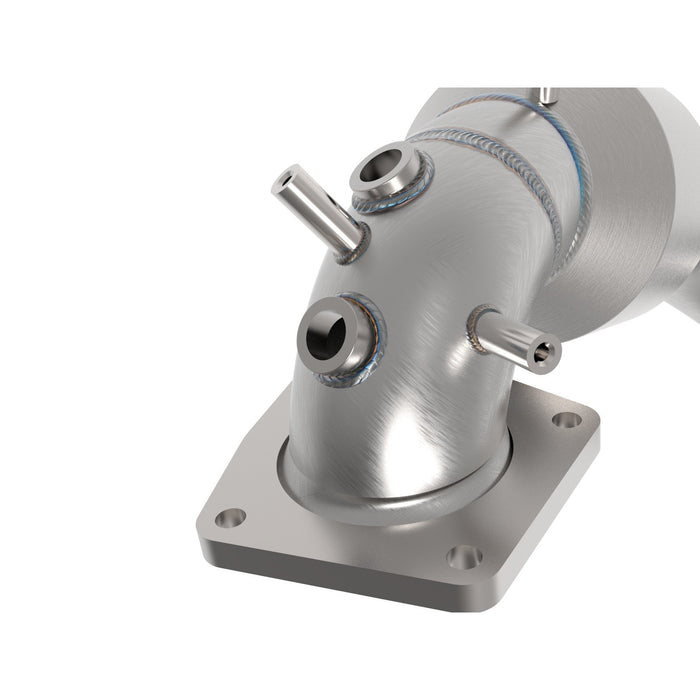 aFe Power Twisted Steel Down Pipe 3 IN 304 Stainless Steel w/ Cat Hyundai Veloster N 19-20 L4-2.0L (t)