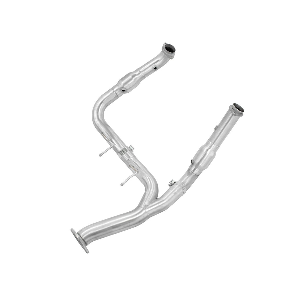 aFe Power Twisted Steel Y-Pipe 3 to 3-1/2 IN 409 Stainless Steel w/ Cat Ford F-150 11-14 V8-5.0L
