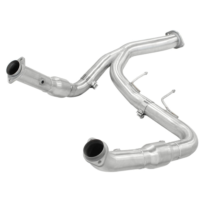 aFe Power Twisted Steel Y-Pipe 3 to 3-1/2 IN 409 Stainless Steel w/ Cat Ford F-150 11-14 V8-5.0L