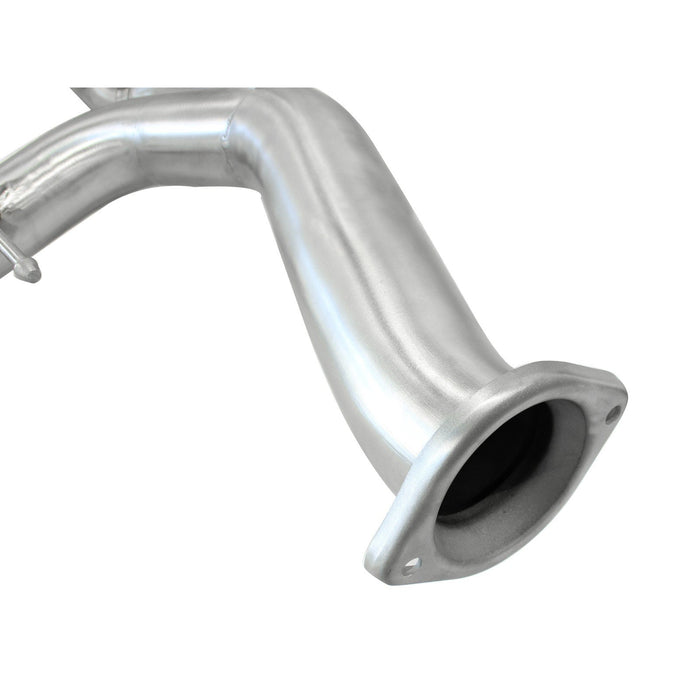 aFe Power Twisted Steel Y-Pipe 3 to 3-1/2 IN 409 Stainless Steel w/ Cat Ford F-150 11-14 V8-5.0L