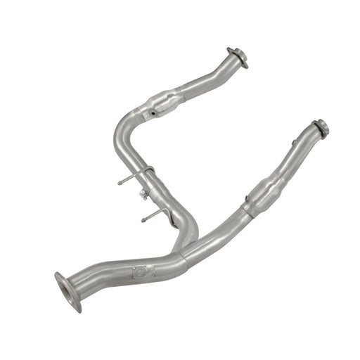 aFe Power Twisted Steel Y-Pipe 3 to 3-1/2 IN 409 Stainless Steel w/ Cat Ford F-150 11-14 V6-3.5L (tt)