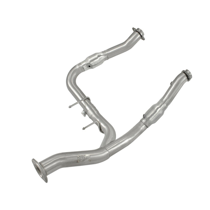 aFe Power Twisted Steel Y-Pipe 3 to 3-1/2 IN 409 Stainless Steel w/ Cat Ford F-150 11-14 V6-3.5L (tt)