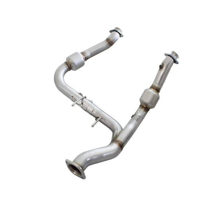 aFe Power Twisted Steel 3 IN to 3-1/2 IN 409 Stainless Steel Street Series Y-Pipe w/ Cats Ford F-150 15-16 V6-3.5L (tt)