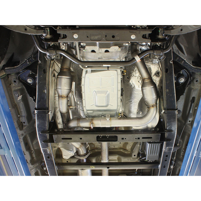 aFe Power Twisted Steel 3 IN to 3-1/2 IN 409 Stainless Steel Street Series Y-Pipe w/ Cats Ford F-150 15-16 V6-3.5L (tt)