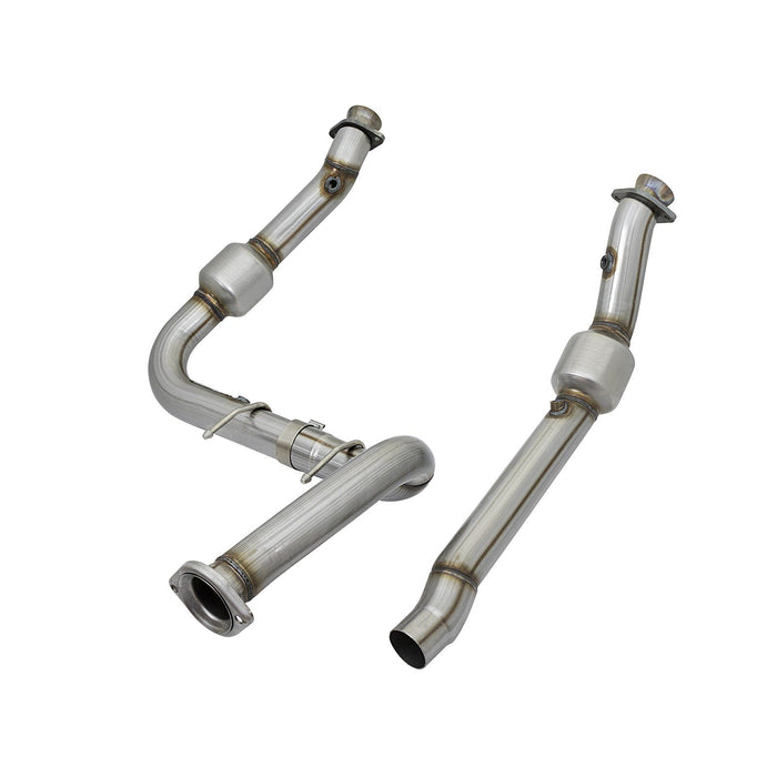 aFe Power Twisted Steel Down Pipe 3 IN 409 Stainless Steel w/ Cat Ford F-150 Raptor 17-20 / F-150 Limited V6-3.5L (tt)