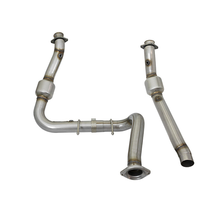 aFe Power Twisted Steel Down Pipe 3 IN 409 Stainless Steel w/ Cat Ford F-150 Raptor 17-20 / F-150 Limited V6-3.5L (tt)
