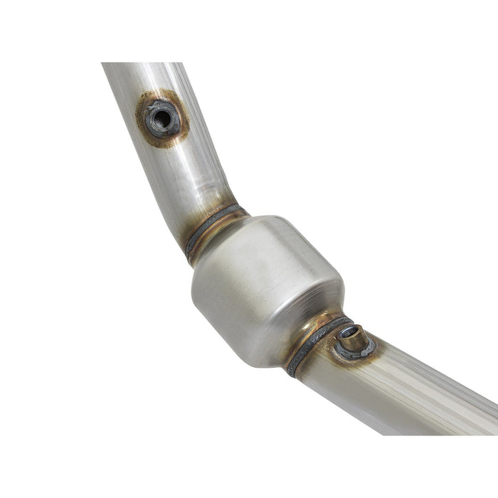 aFe Power Twisted Steel Down Pipe 3 IN 409 Stainless Steel w/ Cat Ford F-150 Raptor 17-20 / F-150 Limited V6-3.5L (tt)