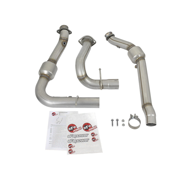 aFe Power Twisted Steel Down Pipe 3 IN 409 Stainless Steel w/ Cat Ford F-150 Raptor 17-20 / F-150 Limited V6-3.5L (tt)