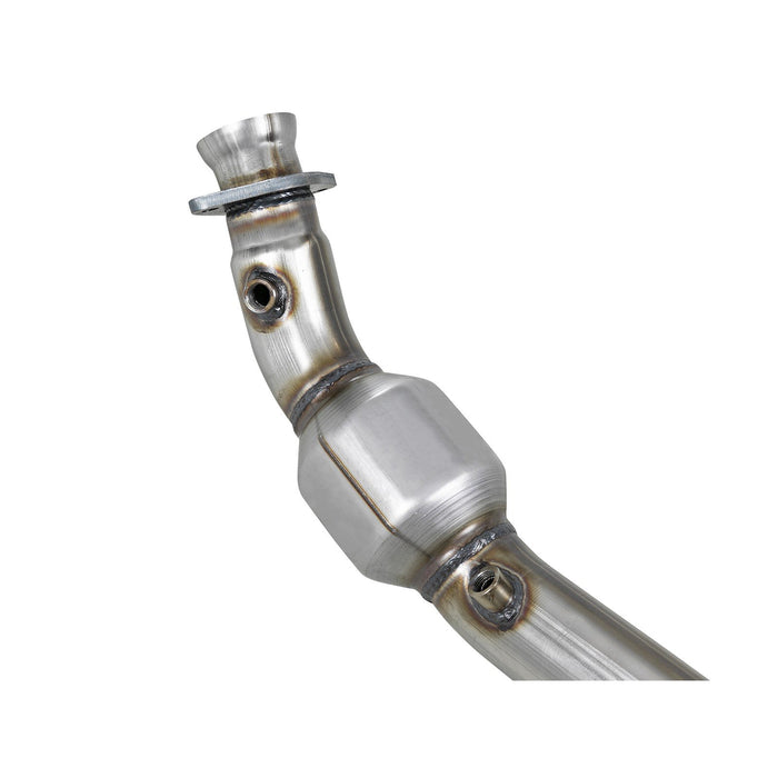 aFe Power Twisted Steel Y-Pipe 3 to 3-1/2 IN 409 Stainless Steel w/ Cat Ford F-150 15-20 V8-5.0L