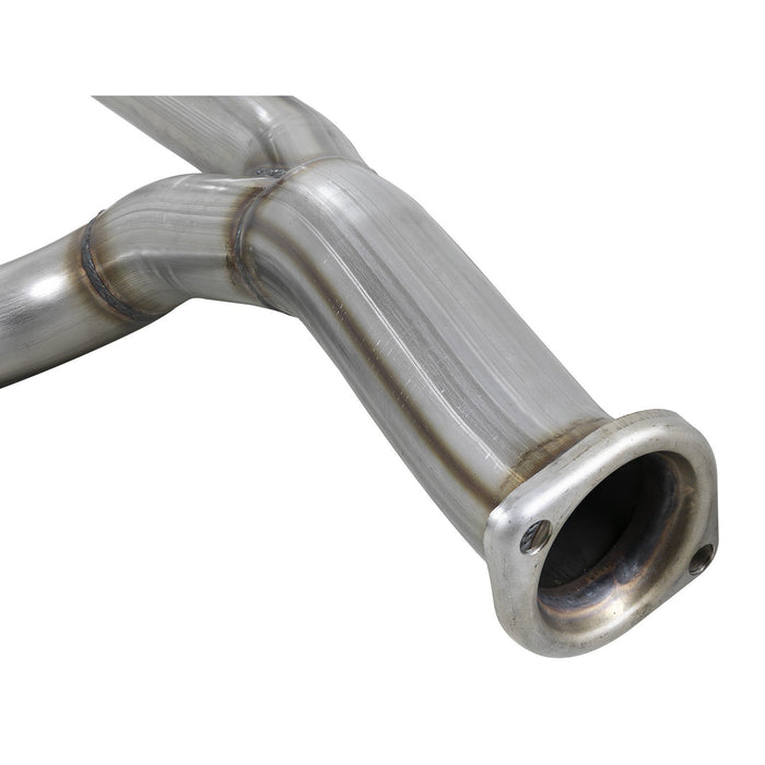 aFe Power Twisted Steel Y-Pipe 3 to 3-1/2 IN 409 Stainless Steel w/ Cat Ford F-150 15-20 V8-5.0L