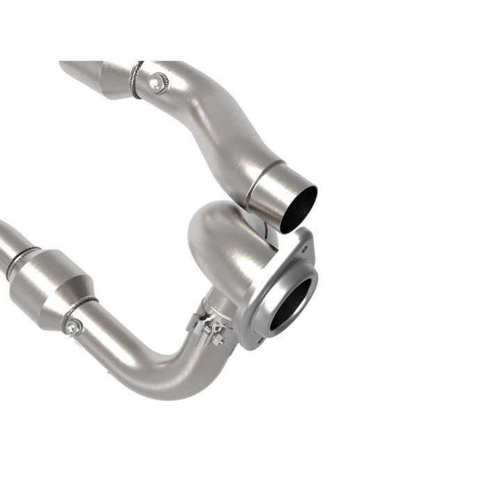 aFe Power Twisted Steel Mid Pipe 3 IN 409 Stainless Steel w/ Cat Ford F-250/F-350 2020 V8-7.3L