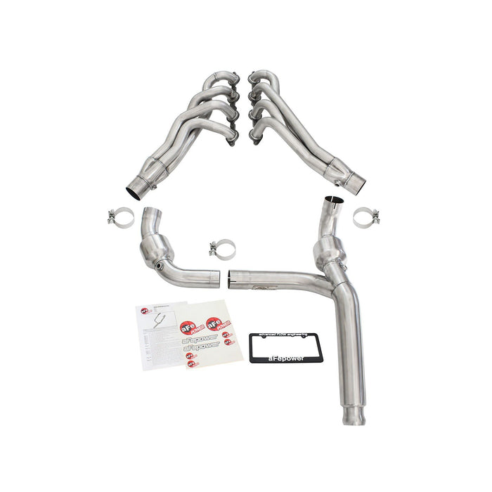 aFe Power Twisted Steel Long Tube Header & Y-Pipe 409 Stainless Steel w/ Cat GM Silverado/Sierra 1500 09-13 V8-4.8L/5.3L