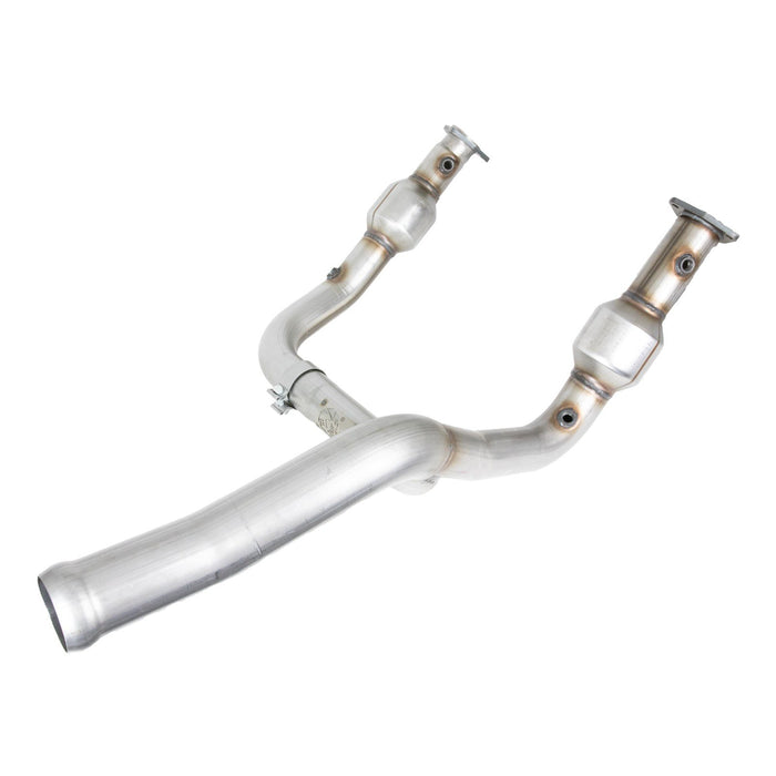 aFe Power Twisted Steel Y-Pipe 3 to 3-1/2 IN 409 Stainless Steel w/ Cat GM Silverado/Sierra 1500 14-18 V8-6.2L