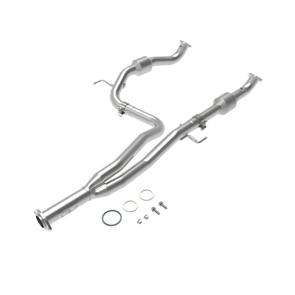 aFe Power Twisted Steel Y-Pipe 2-1/4 to 2-1/2 IN 409 Stainless Steel w/ Cat Toyota Tacoma 16-20 V6-3.5L