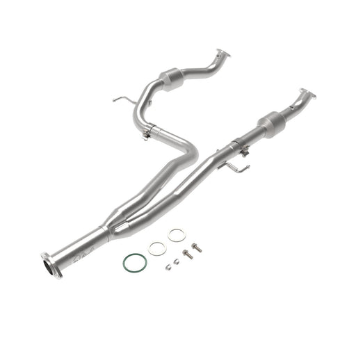 aFe Power Twisted Steel Y-Pipe 2-1/4 to 2-1/2 IN 409 Stainless Steel w/ Cat Toyota Tacoma 16-20 V6-3.5L