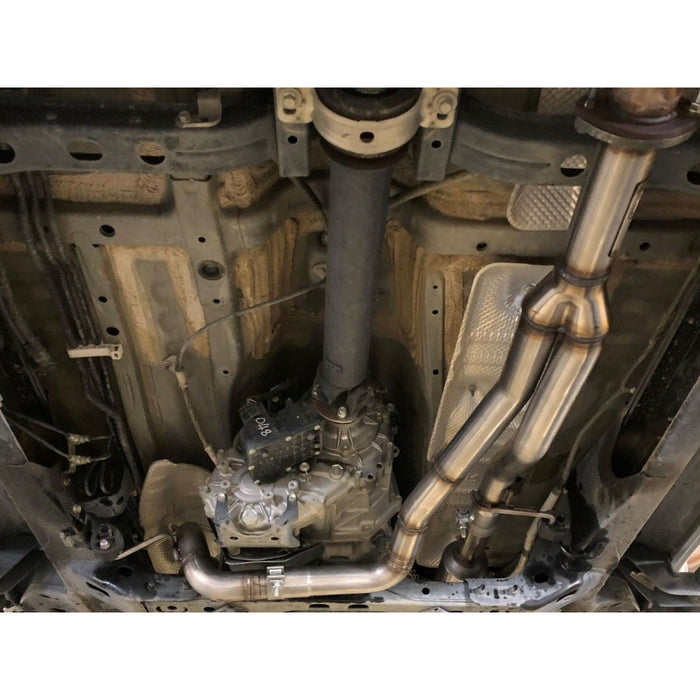 aFe Power Twisted Steel Y-Pipe 2-1/4 to 2-1/2 IN 409 Stainless Steel w/ Cat Toyota Tacoma 16-20 V6-3.5L