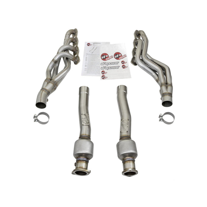 aFe Power Twisted Steel Long Tube Header & Mid Pipe 409 Stainless Steel w/ Cat Nissan Titan 04-15 V8-5.6L