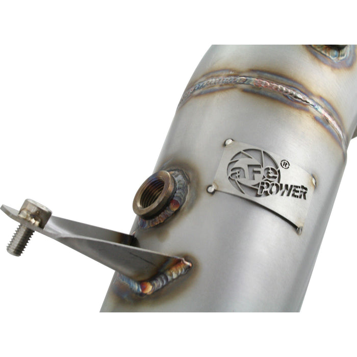 aFe Power Twisted Steel Down Pipe 4 IN 409 Stainless Steel BMW 328i/428i (F30/F32) 12-16 L4-2.0L (t) N20/N26
