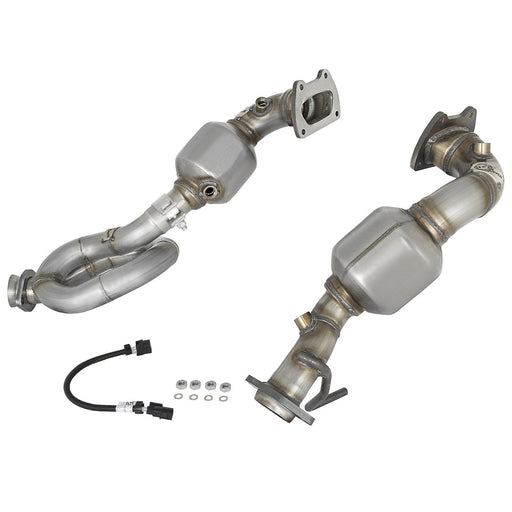 aFe Power Twisted Steel Down Pipe Loop Relocation 2 IN 409 Stainless Steel w/ Cat Jeep Wrangler (JK) 12-18 V6-3.6L