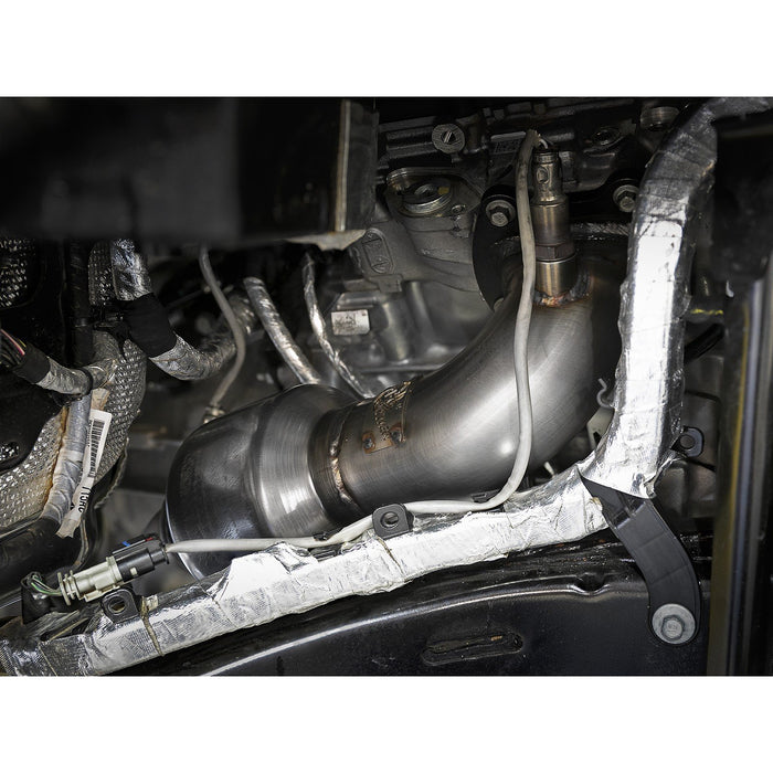 aFe Power Twisted Steel Down Pipe 3 to 2 IN 409 Stainless Steel w/ Cat Jeep Wrangler (JL) 18-20 / Gladiator (JT) 2020 V6-3.6L