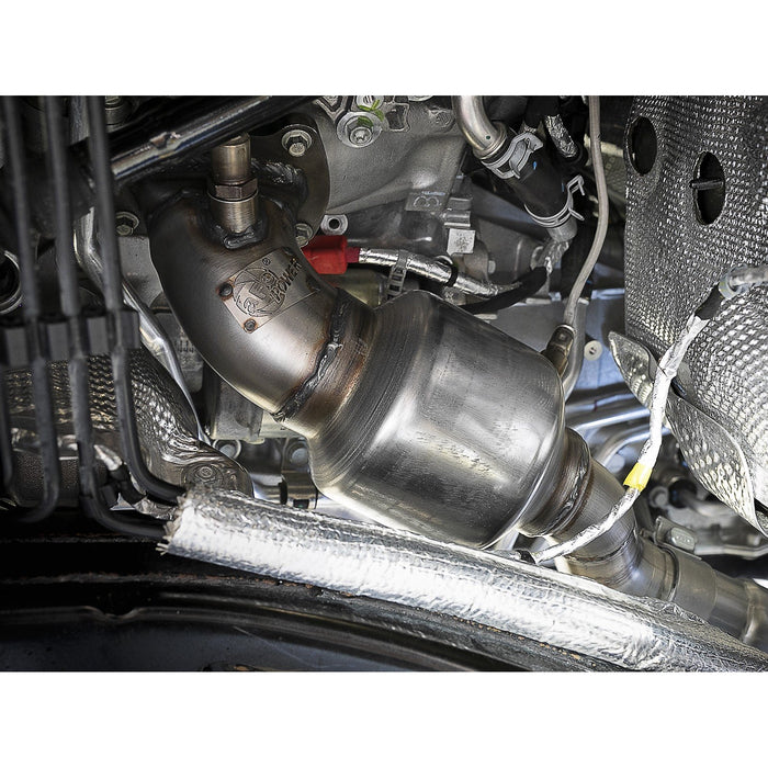 aFe Power Twisted Steel Down Pipe 3 to 2 IN 409 Stainless Steel w/ Cat Jeep Wrangler (JL) 18-20 / Gladiator (JT) 2020 V6-3.6L