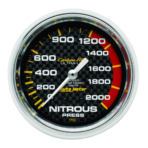AutoMeter 2-5/8" Nitrous Pressure, 0-2000 PSI, Mechanical, Carbon Fiber