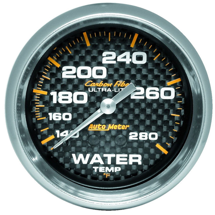 AutoMeter 2-5/8" Water Temperature, 140-280 ??F, 6 FT., Mechanical, Carbon Fiber