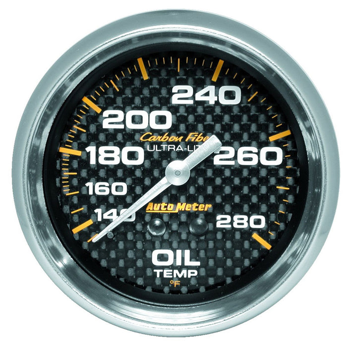 AutoMeter 2-5/8" Oil Temperature, 140-280 ??F, 6 FT., Mechanical, Carbon Fiber