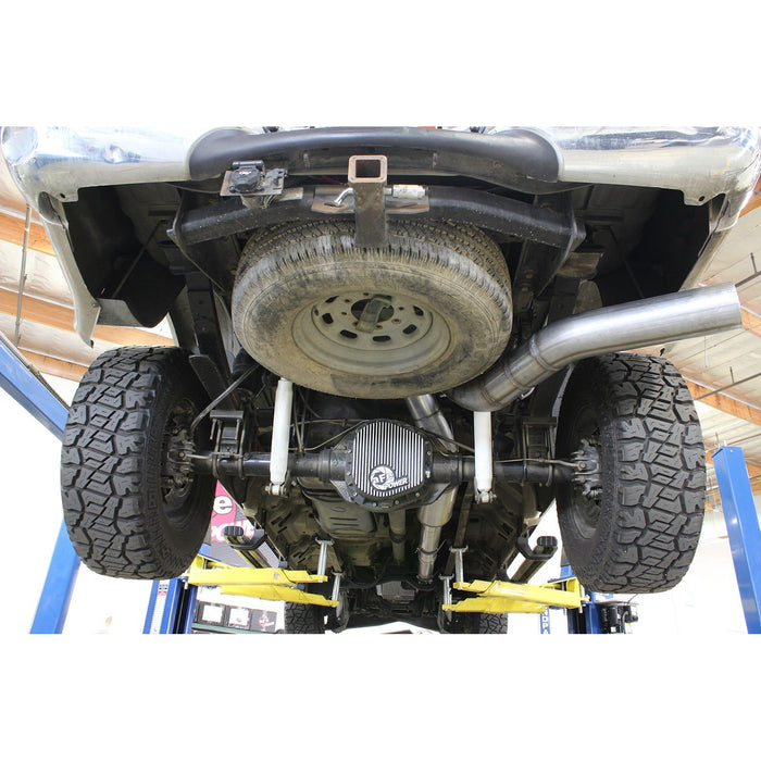 aFe Power Large Bore-HD 5 IN 409 Stainless Steel Turbo-Back Exhaust System w/ Muffler Ford Diesel Trucks 99-03 V8-7.3L (td)