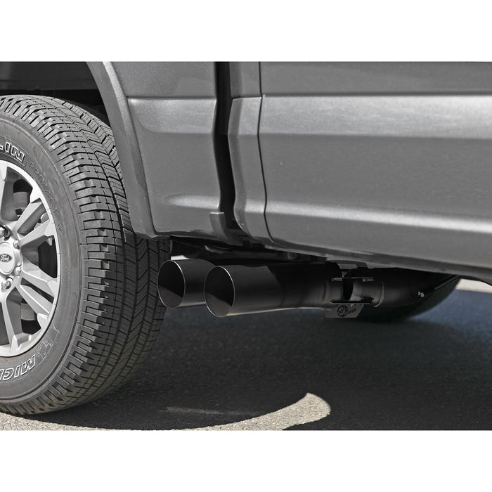 aFe Power Rebel 409 Stainless Steel DPF-Back Exhaust System Black Tips Ford F-150 18-20 V6-3.0L (td)