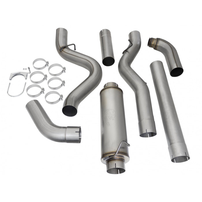aFe Power Large Bore-HD 5 IN 409 Stainless Steel Downpipe-Back Exhaust System w/ Muffler GM Diesel Trucks 02-04 V8-6.6L (td) LB7