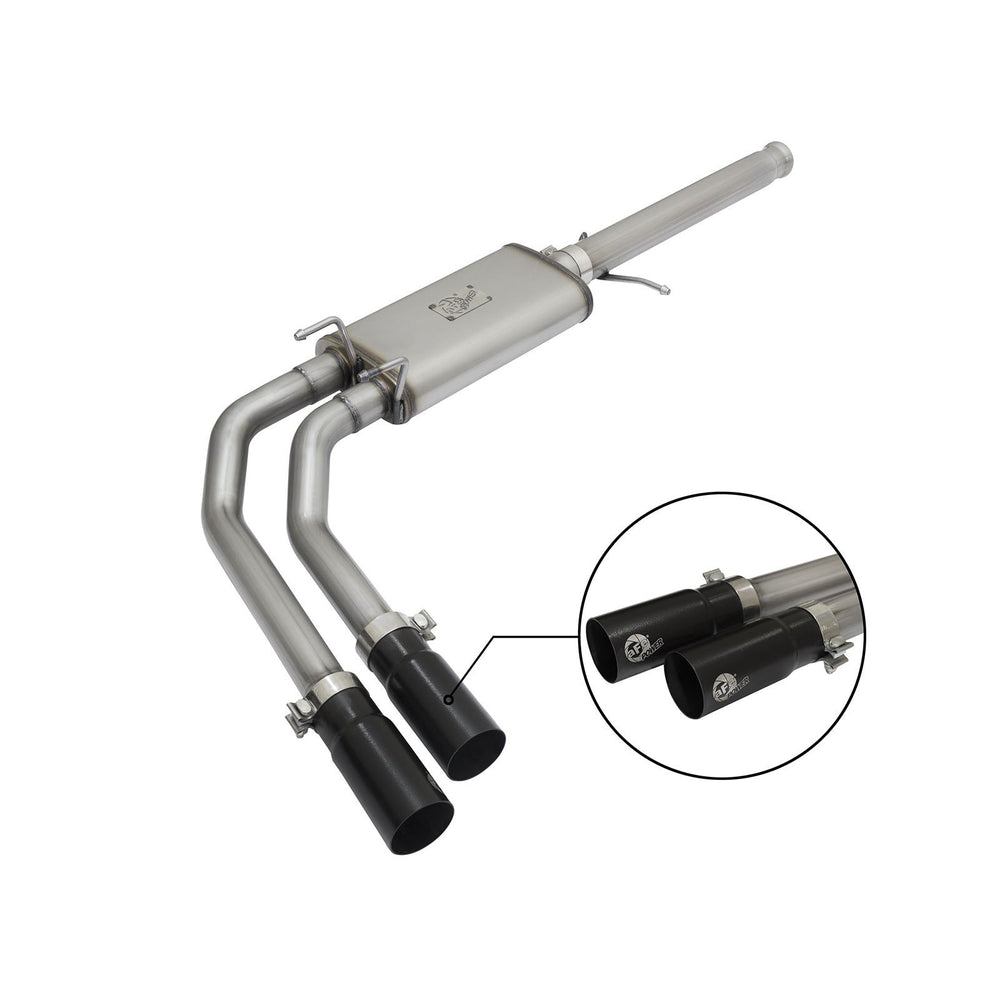 aFe Power Rebel Series 3 IN to 2-1/2 IN 409 Stainless Steel Cat-Back Exhaust w/Black Tip GM Silverado/Sierra 1500 09-18 / Silverado LD/Sierra Limited 2019 V6-4.3/V8-4.8/5.3L