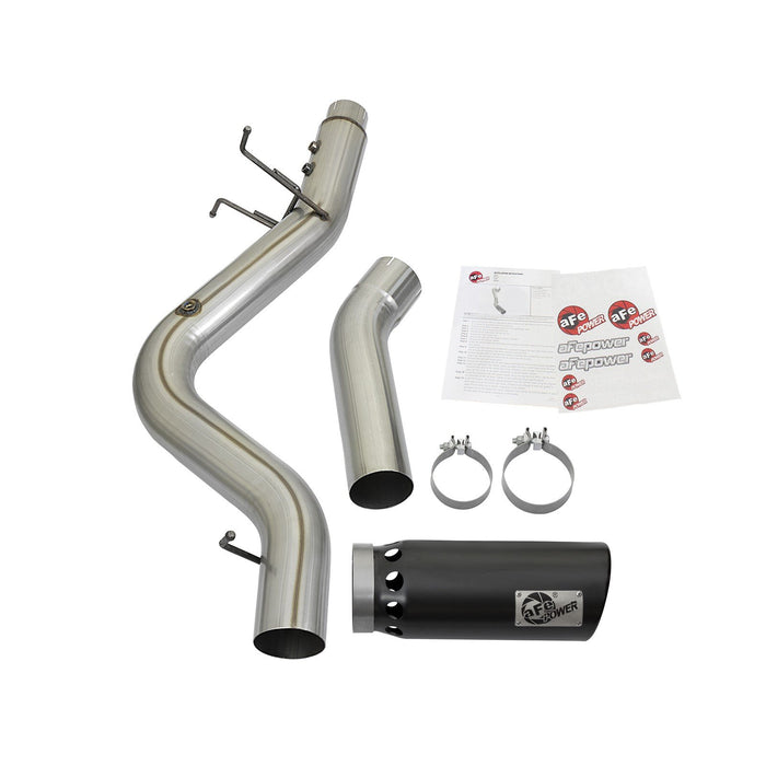 aFe Power Large Bore-HD 4 IN 409 Stainless Steel DPF-Back Exhaust System w/Black Tip GM Diesel Trucks 17-19 V8-6.6L (td) L5P