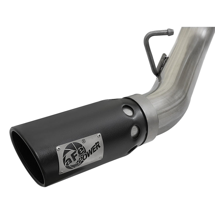 aFe Power Large Bore-HD 4 IN 409 Stainless Steel DPF-Back Exhaust System w/Dual Black Tips GM Diesel Trucks 17-19 V8-6.6L (td) L5P