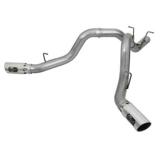 aFe Power Large Bore-HD 4 IN 409 Stainless Steel DPF-Back Exhaust System w/Dual Black Tips GM Diesel Trucks 17-19 V8-6.6L (td) L5P