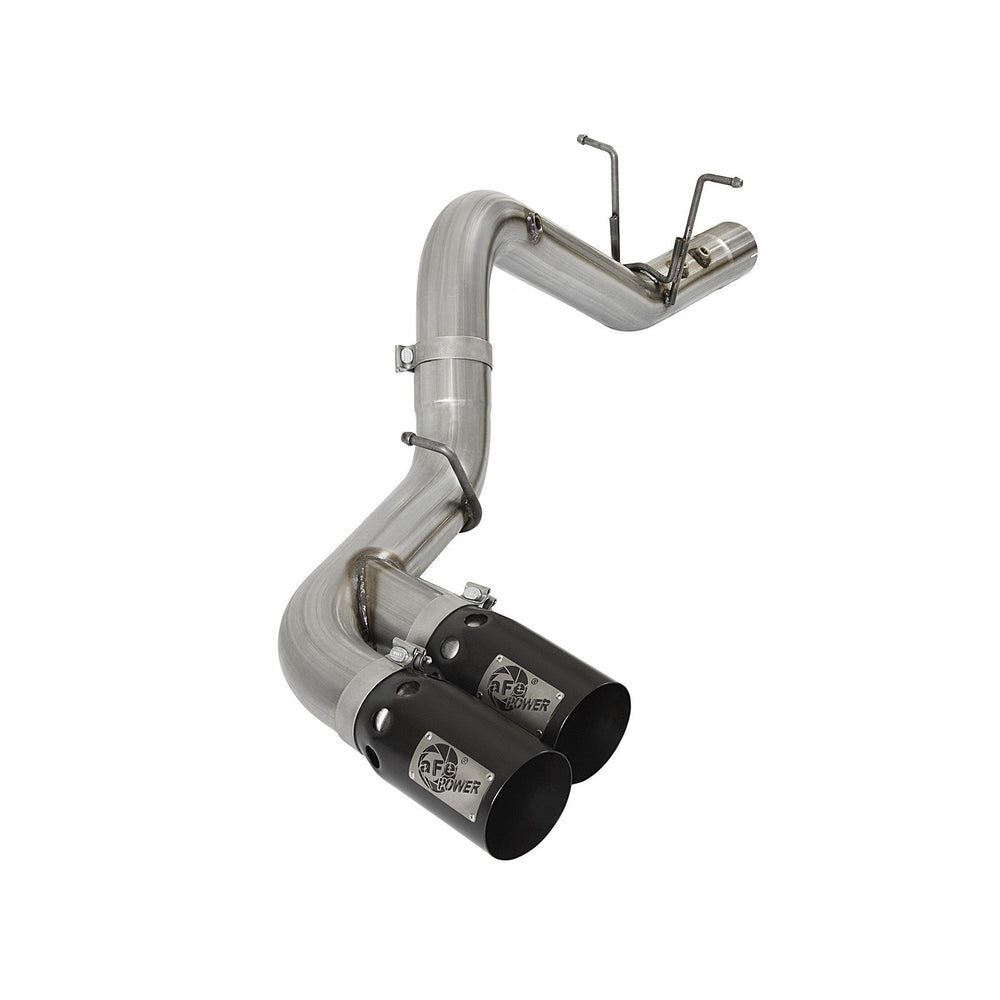 aFe Power Rebel XD 4 IN 409 Stainless Steel DPF-Back Exhaust w/Dual Black Tips GM Diesel Trucks 17-19 V8-6.6L (td) L5P