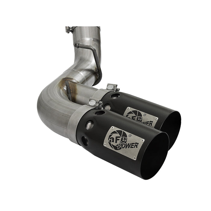aFe Power Rebel XD 4 IN 409 Stainless Steel DPF-Back Exhaust w/Dual Black Tips GM Diesel Trucks 17-19 V8-6.6L (td) L5P
