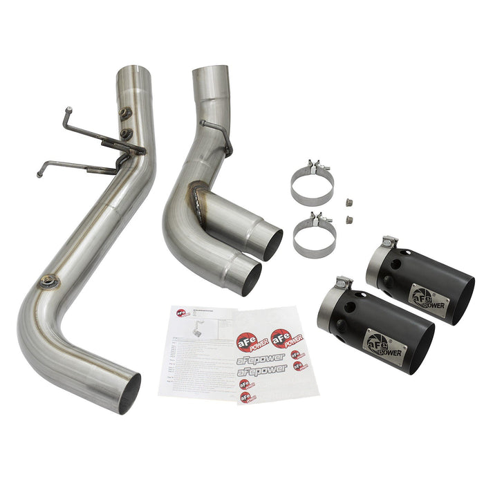 aFe Power Rebel XD 4 IN 409 Stainless Steel DPF-Back Exhaust w/Dual Black Tips GM Diesel Trucks 17-19 V8-6.6L (td) L5P